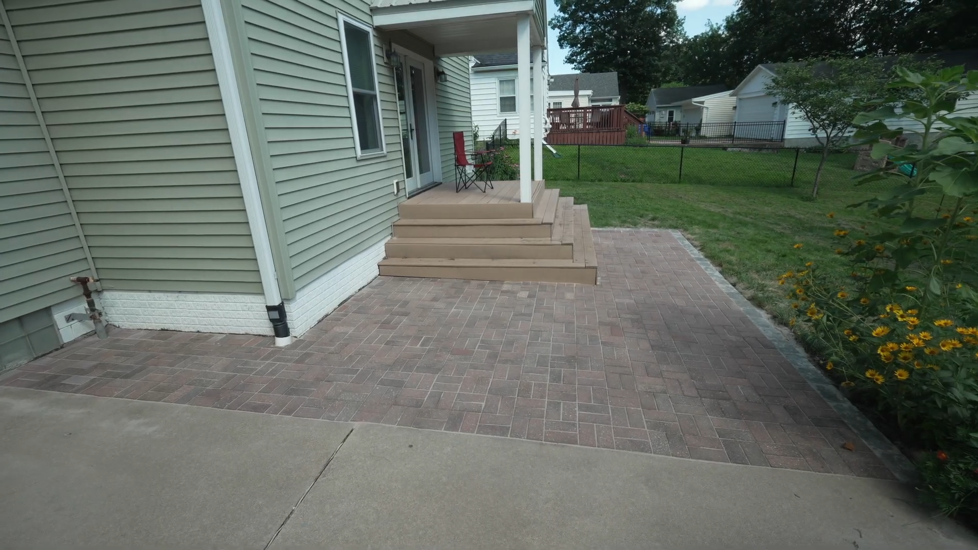 freshly laid paver patio
